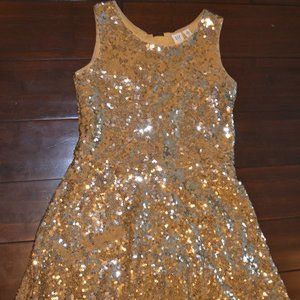 Gap Kids Gold Sequin Sparkle size 10 Medium Dress